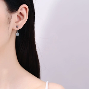S925 Sterling Silver Moissanite Tassel Earrings with Round D Color Four-Prong Drop Design