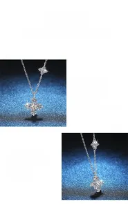 Gros plan du pendentif trèfle et flocon en argent S925 avec l'éclat de la moissanite
