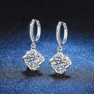 Boucles d'Oreilles Clous en Argent Sterling 925 Moissanite pour Femme Couleur D Taille Ronde Bijoux Avec Certificat GRA