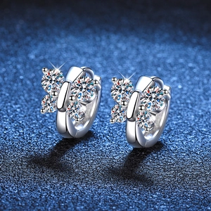 Boucles d'Oreilles Créoles Papillon en Argent Sterling S925 Avec Moissanite Avec Certificat GRA pour Femme Bijoux de Mode