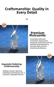 Detail of twisted flame pendant with Moissanite stone on a blue sparkling background