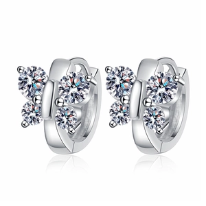 Élégantes boucles d'oreilles créoles papillon en argent S925 avec moissanite brillante