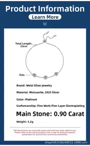 Nahaufnahme des S925 Sterlingsilber Moissanit Armbands mit 23cm Länge und 3,2g Gewicht