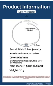 Dettaglio di un bracciale a doppio strato in argento sterling S925 con moissanite da 1ct