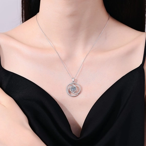 Elegant S925 sterling silver windmill necklace with sparkling D color moissanite pendant