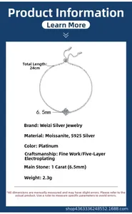 Detail view of 1ct moissanite S925 silver bracelet with classic four-prong setting