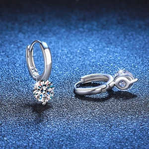 Elegant s925 silver hoop earrings featuring brilliant round-cut moissanite stones