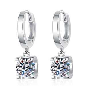 S925 sterling silver moissanite stud earrings featuring classic round cut stones