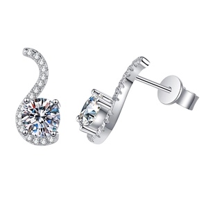 Elegant S925 sterling silver S-shaped stud earrings with brilliant 1 carat moissanite