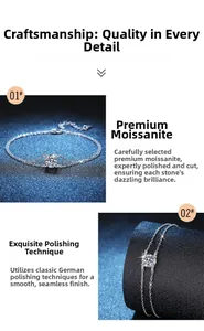 Dettaglio del bracciale con moissanite da 1 carato, castone a quattro griffe e doppia catena