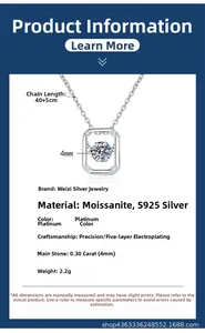 Detaillierte Spezifikationen der 925 Sterling Silber Moissanit Halskette mit 30 Punkten D-Farbe