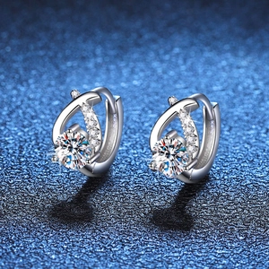 Luxury 925 Sterling Silver Moissanite Stud Earrings For Women Cross Water Drop Geometric Huggie Hoop Minimalist Jewelry Gift