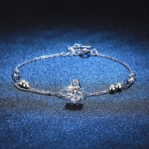 Bracelet en Argent Sterling 925 Moissanite pour Femme Couleur D 1 Carat Sertissage Couronne Chaîne Réglable Bijoux de Mode Cadeau