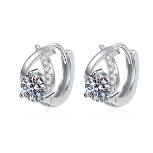 S925 sterling silver drop earrings with one carat moissanite and micro-paved accents