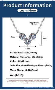 Spécifications du collier en argent S925 avec trois pierres rondes en moissanite