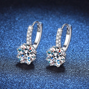 925 Sterling Silver Moissanite Hoop Earrings For Women Round Brilliant Cut Moissanite Jewelry Simple Elegant Earring Gift