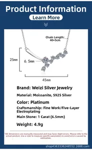 Specifiche collana in argento S925 con misure del ciondolo in moissanite da 1 carato