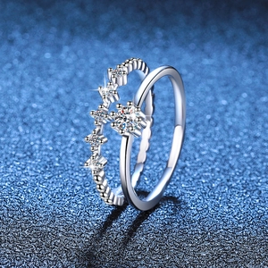 Set di Anelli in Argento Sterling 925 con Moissanite Anelli Impilabili Geometrici a Corona per Donna Gioielli da Sposa