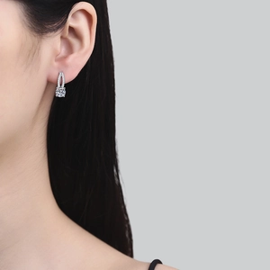 Classic 1 carat Moissanite drop earrings in S925 sterling silver with micro-pave setting
