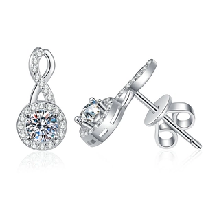 Boucles d'oreilles infini en argent 925 avec moissanite 1 carat et pavé de diamants
