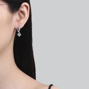 Elegant S925 sterling silver drop earrings with 1 carat round moissanite stones
