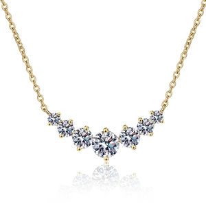 S925 Sterling Silver Moissanite Smile Pendant Necklace For Women U-Shaped Zirconia Pave Electroplated Gold Jewelry Gift