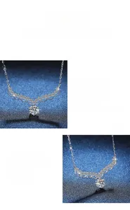 Macro d'un pendentif en moissanite de 1 carat avec taille brillant sur chaîne en argent 925