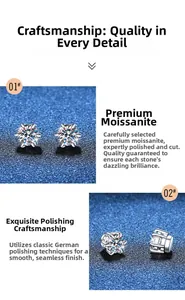 Detailed macro view of Moissanite earrings with classic 4-prong setting and butterfly back