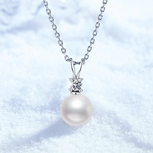 925 Sterling Silver Freshwater Pearl Moissanite Pendant Necklace For Women Elegant Simple Light Luxury Jewelry For Wedding Party