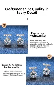 Dettaglio degli orecchini in argento S925 lucidato con pietre di moissanite da 1ct