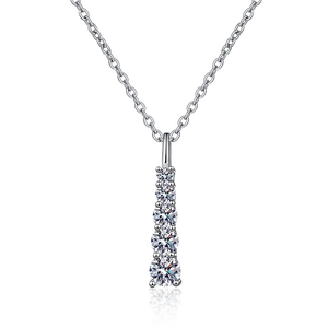 Elegant S925 sterling silver necklace with five graduated moissanite stones in prong setting