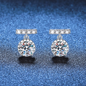 Orecchini Pendenti in Argento Sterling S925 Con Moissanite per Donna 1 Carato Colore D Taglio Rotondo Moissanite Nappina Gioielli