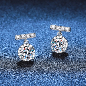 Orecchini a nappa in argento sterling S925 con moissanite colore D e castone halo