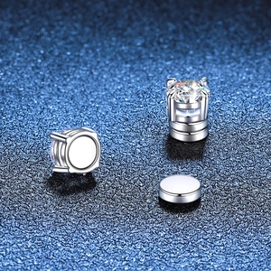 Boucles d'oreilles magnétiques classiques en moissanite S925 argent pour femmes et hommes