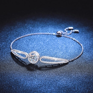 Bracelet en argent 925 avec moissanite de 1ct et fermoir coulissant ajustable