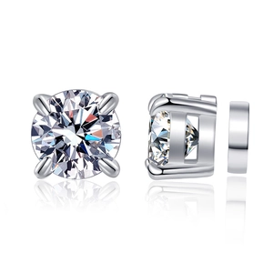 Boucles d'oreilles classiques en argent S925 avec moissanite et serti à quatre griffes