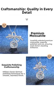 Détail macro du pendentif nœud en argent S925 avec une moissanite ronde brillante