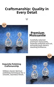 Macro shot of silver drop earrings featuring brilliant moissanite in a refined setting