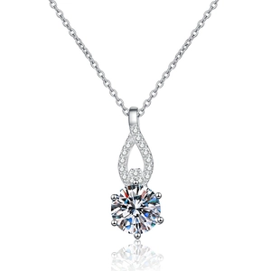 Elegant S925 sterling silver gourd pendant necklace with a 1ct round moissanite stone