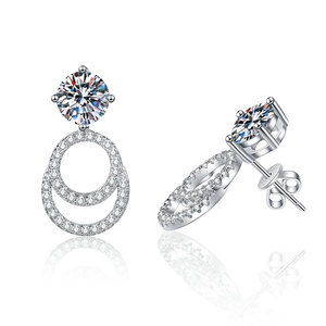 Elegant S925 sterling silver drop earrings featuring a 1 carat D color Moissanite stone