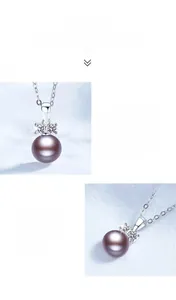 Macro shot of S925 silver necklace featuring a purple freshwater pearl and moissanite