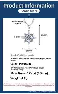 Détails du pendentif étoile en moissanite 1ct de 26x19mm avec chaîne de 40+5cm