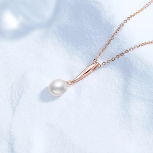 Collier élégant en argent s925 avec pendentif perle d'eau douce en finition or rose