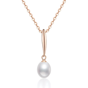 Élégant collier en argent S925 avec pendentif perle d'eau douce lumineuse en or champagne