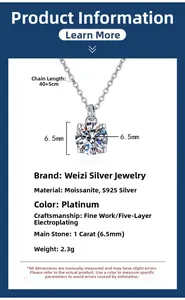 Detailed view of S925 sterling silver 1ct moissanite pendant with four-claw setting details