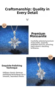 Vue détaillée du pendentif flocon en moissanite avec technique de polissage allemand