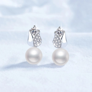 925 Sterlingsilber Tulpe Perlenohrringe Für Damen Elegante Süßwasserperlen Moissanit Ohrringe Hochzeit Party Schmuck Geschenk