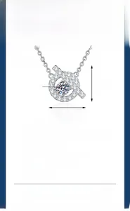 Detail showing S925 sterling silver pig nose pendant necklace with 0.5ct moissanite stone