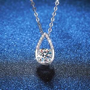 925 Sterlingsilber Wassertropfen Anhänger Halskette Für Damen Leichter Luxus Moissanit Strass Eingelegte Halskette Mode Schmuck Geschenk