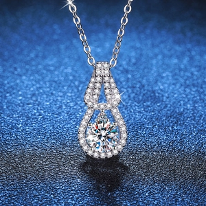 S925 Sterling Silver Moissanite Necklace For Women 1 Carat D Color Round Cut Teardrop Pendant Luxury Jewelry Anniversary Wedding Gift